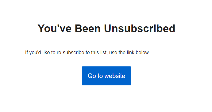 Successful email unsubscribe confirmation